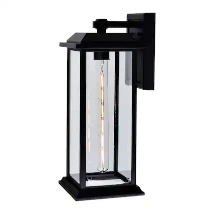 Front. CWI Lighting - Blackbridge 1 Light Outdoor Black Wall Lantern - Black.