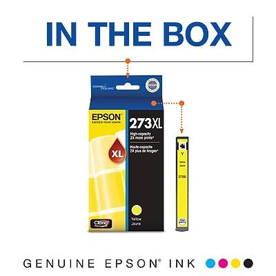IN THE BOX

EPSON 273XL High-capacity Yellow Ink Cartridge

- High-capacity 21 more prints*
- 23 ml

GENUINE EPSON INK