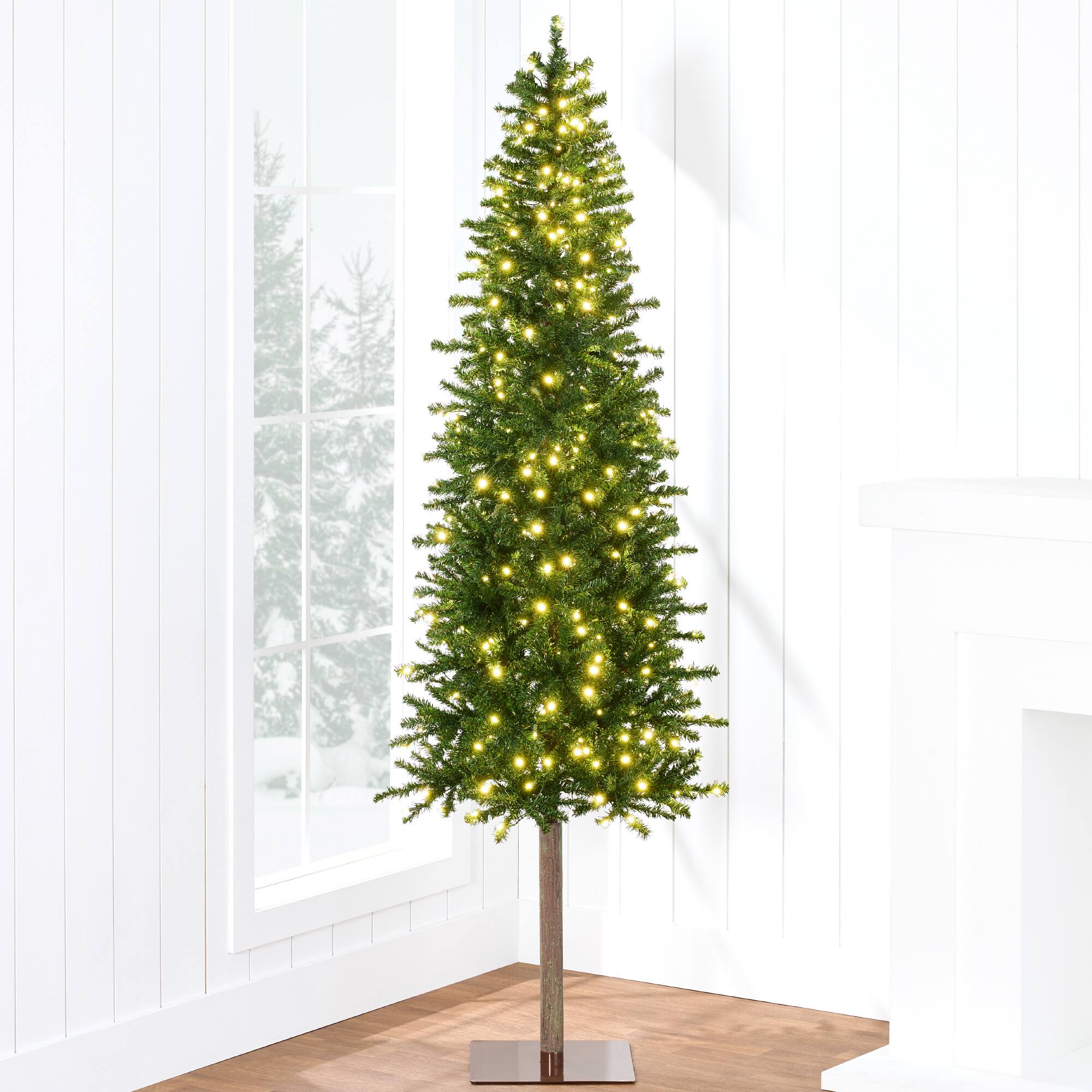 Front. Best Choice Products - Best Choice Products 7.5ft Pre-Lit Artificial Alpine Slim Pencil Christmas Tree w/ 350 LED Lights, Stand - Green.