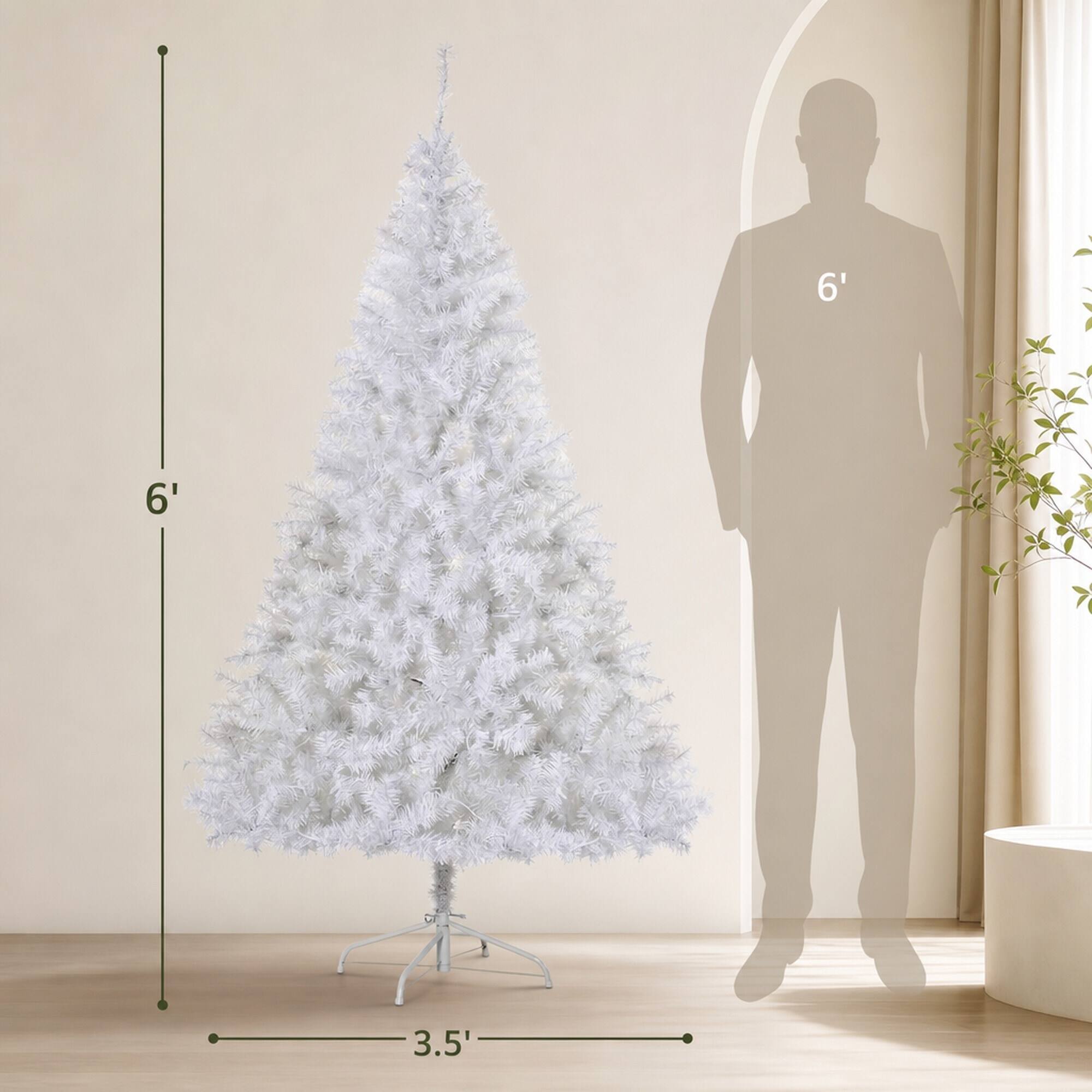 Alt View 3. RYHNUYNE - 6FT Pre-Lit Douglas Fir Christmas Tree With 250 Warm White LED Lights and 1000 Tips, White - White.