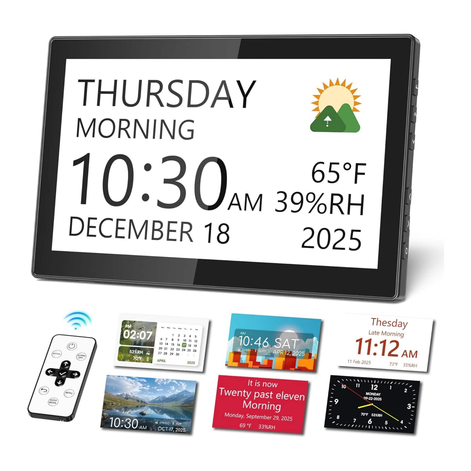 Dazzed Corner - 10.1" Digital Clock with Date and Day for Elderly - Black
