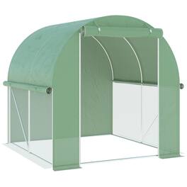 Outsunny - 6' x 6' x 6' Tunnel Greenhouse Outdoor Walk-In Hot House with Roll-up Plastic Cover and Zippered Door, Steel Frame