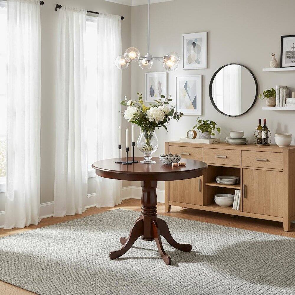 FurniFact Round Dining Table Mahogany - Best Buy