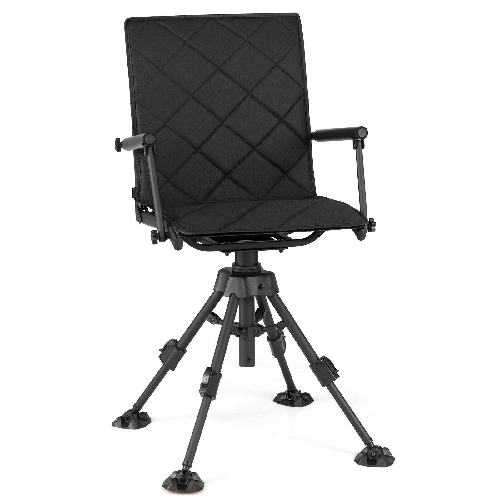 Alt View 9. Costway - Costway Hunting Chair, 360° Silent Swivel Hunting Seat with 5-Level Adjustable Height - Black.