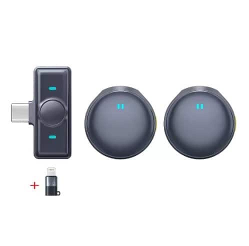 Cluzine - Wireless Lavalier Microphone for iPhone, 2 Mics, 48K CD Sound, AI Noise Reduction with Lightning Adapter