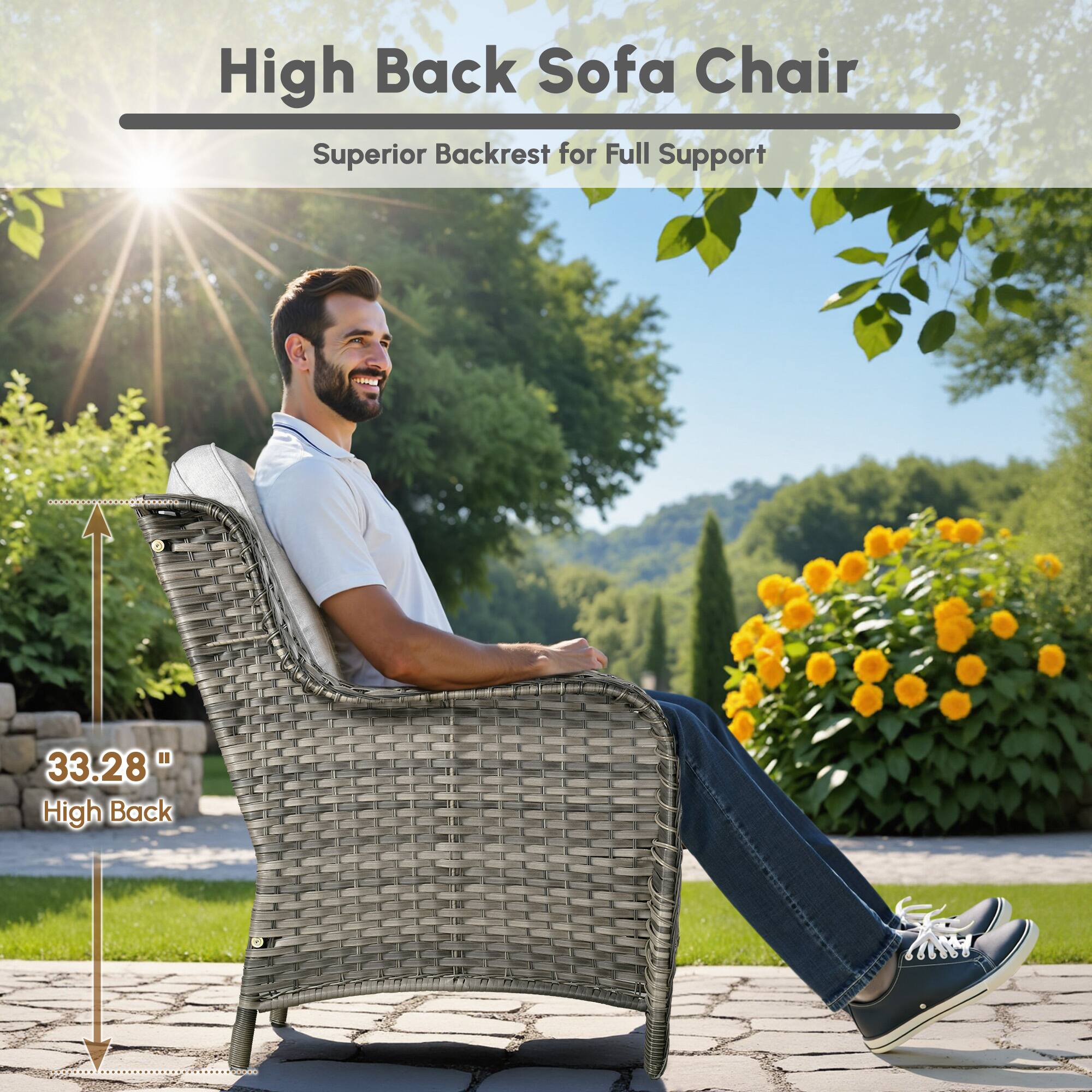 High Back Sofa Chair  
Superior Backrest for Full Support  

33.28" High Back