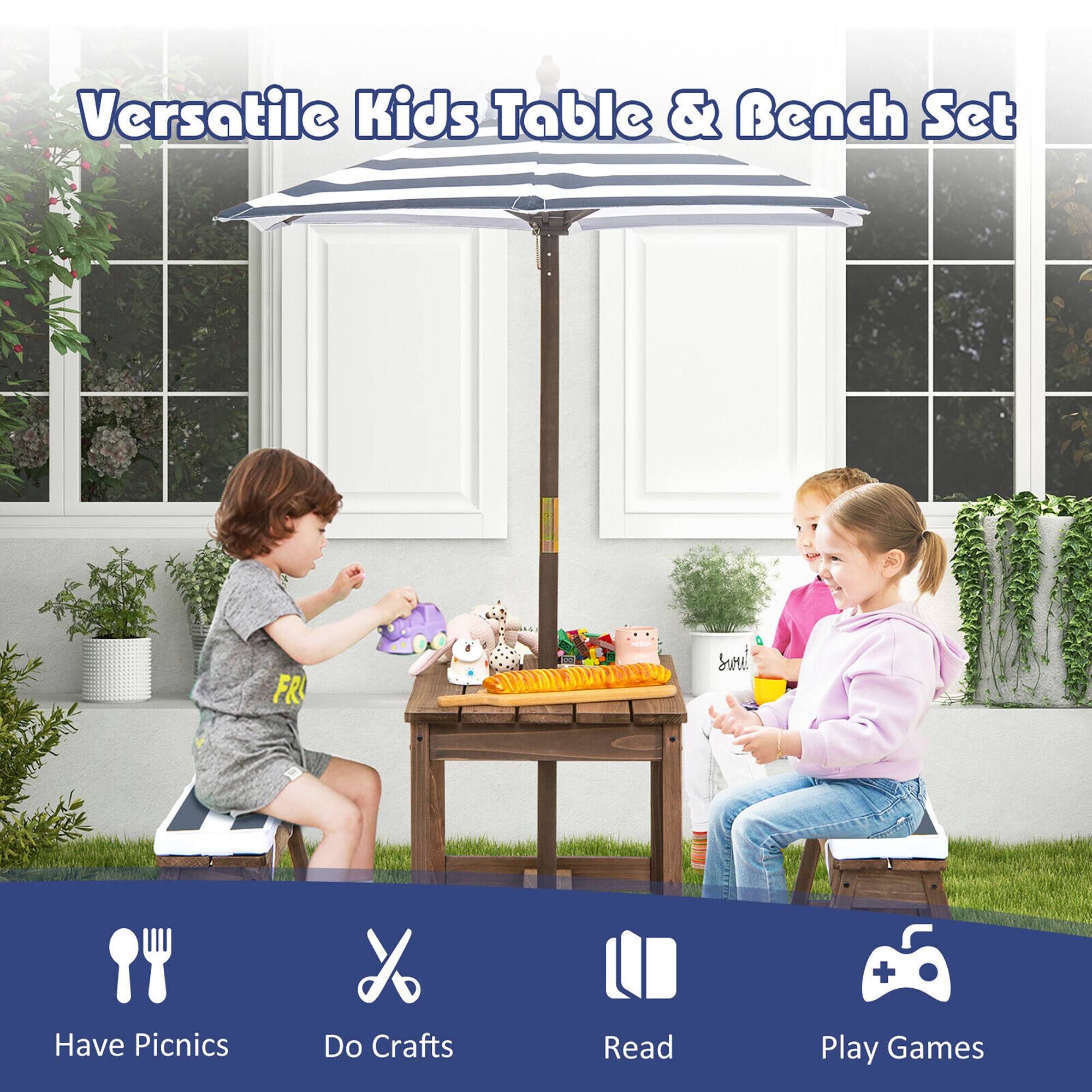 Versatile Kids Table & Bench Set

- Have Picnics
- Do Crafts
- Read
- Play Games