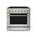 Front. Hauslane - HausPro 36 in. 6 Burners (20,000 BTU) Freestanding Gas Range Range - Satin Brass.