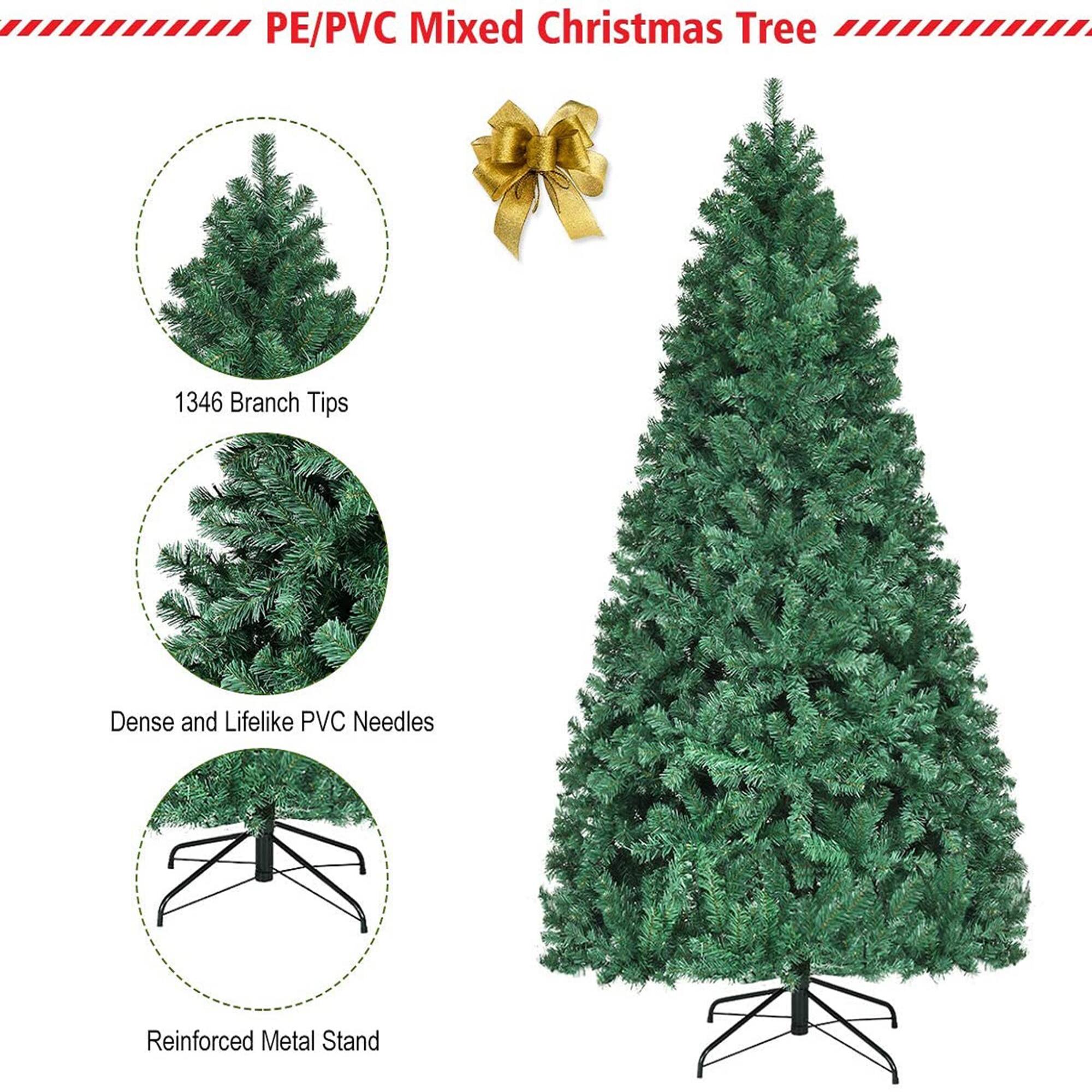 PE/PVC Mixed Christmas Tree

- 1346 Branch Tips
- Dense and Lifelike PVC Needles
- Reinforced Metal Stand