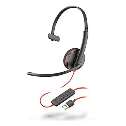 Front. Plantronics - Blackwire 3210 Wired Single-Ear Headset with USB-A - Black.
