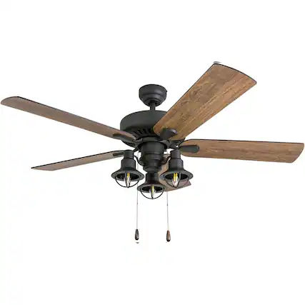 Front. Prominence Home - Prominence Home Ennora 52" Indoor Ceiling Fan with Light, Pull Chain, Bronze - Bronze.