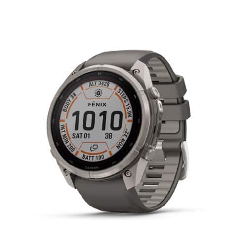 Garmin - fēnix 9 Pro - inReach Solar GPS Smartwatch 51 mm Titanium - Pebble Gray/Silver Gray Silicone Band - (2026)