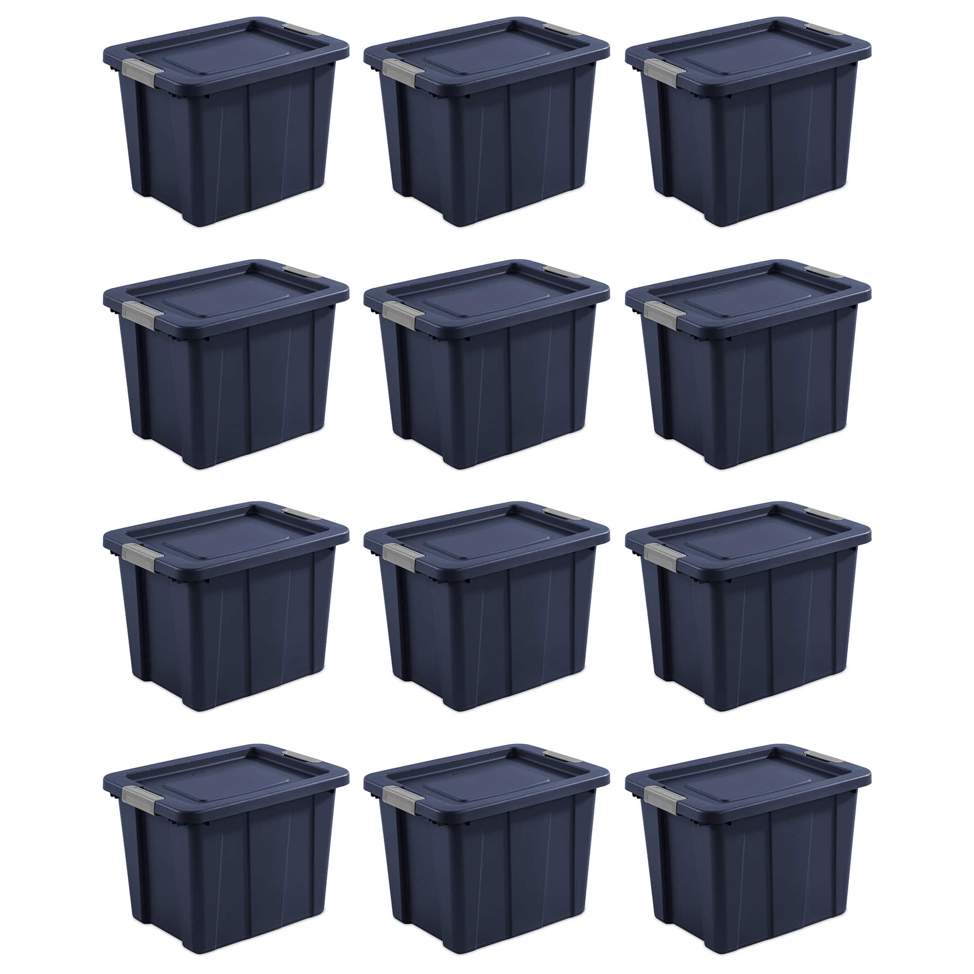 Sterilite - 18 Gal Latching Tuff1 Stackable Storage Tote w/ Latching Lid, 12 Pack - Dark Indigo