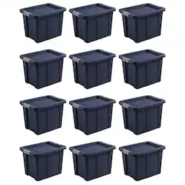 Sterilite - 18 Gal Latching Tuff1 Stackable Storage Tote w/ Latching Lid, 12 Pack - Dark Indigo