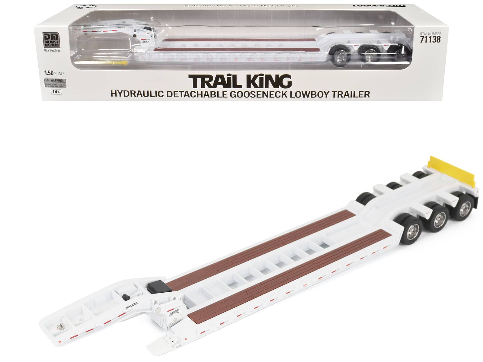 "Trail King TK120 Hydraulic Detachable Gooseneck Lowboy Trailer White ""Transport Series"" 1/50 Model by Diecast Masters" price history on PriceWatchPro