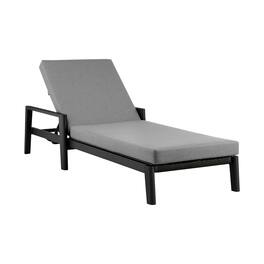 Armen Living - Grand Outdoor Patio Adjustable Chaise Lounge Chair in Aluminum with Gray Cushions - Dark Gray