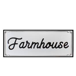 Northlight - 36" Black and "Farmhouse" Metal Sign Wall Decor - White