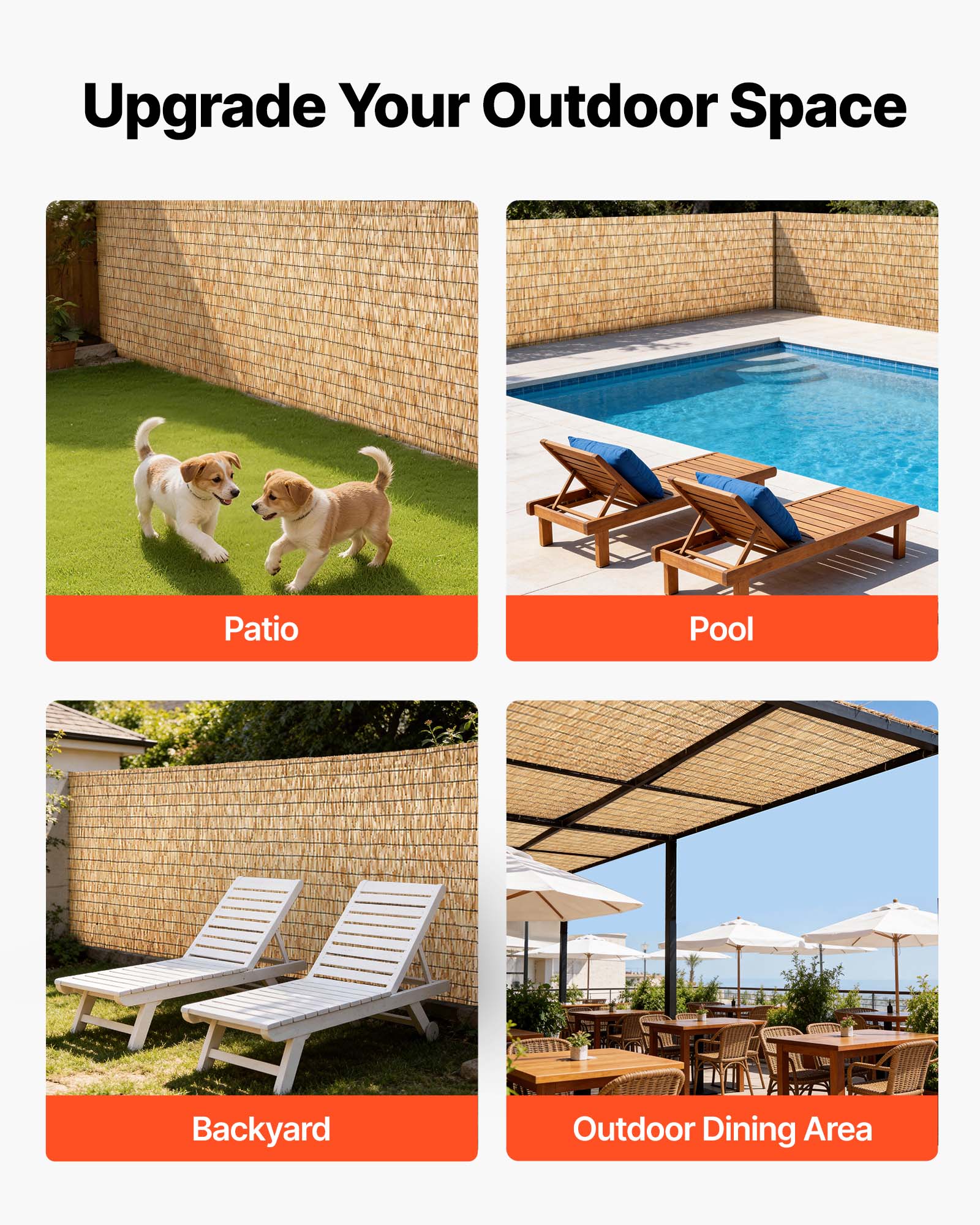 Upgrade Your Outdoor Space

- Patio
- Pool
- Backyard
- Outdoor Dining Area