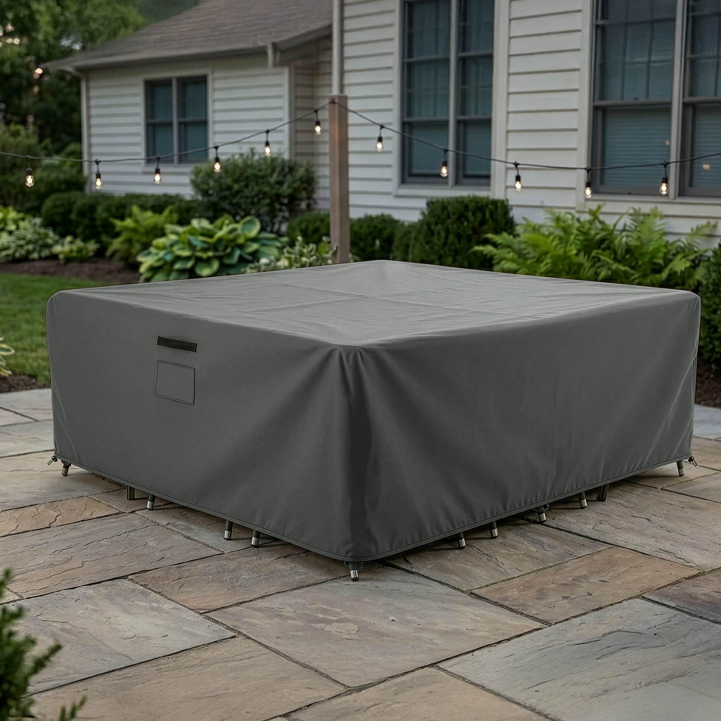 Pure Garden - Square Outdoor Table Cover 106” L x 106” W x 28” H Heavy Duty Waterproof Fits 6 - 8 Dining Chairs and Patio Table Set - Gray price history on PriceWatchPro