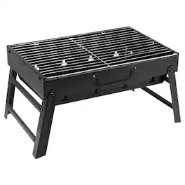 PAIHOME - Foldable Charcoal Grill - Lightweight Portable BBQ for Patio/Garden/Camping, 5-Vent Design, Thickened Legs, Handbag-Styl - Black