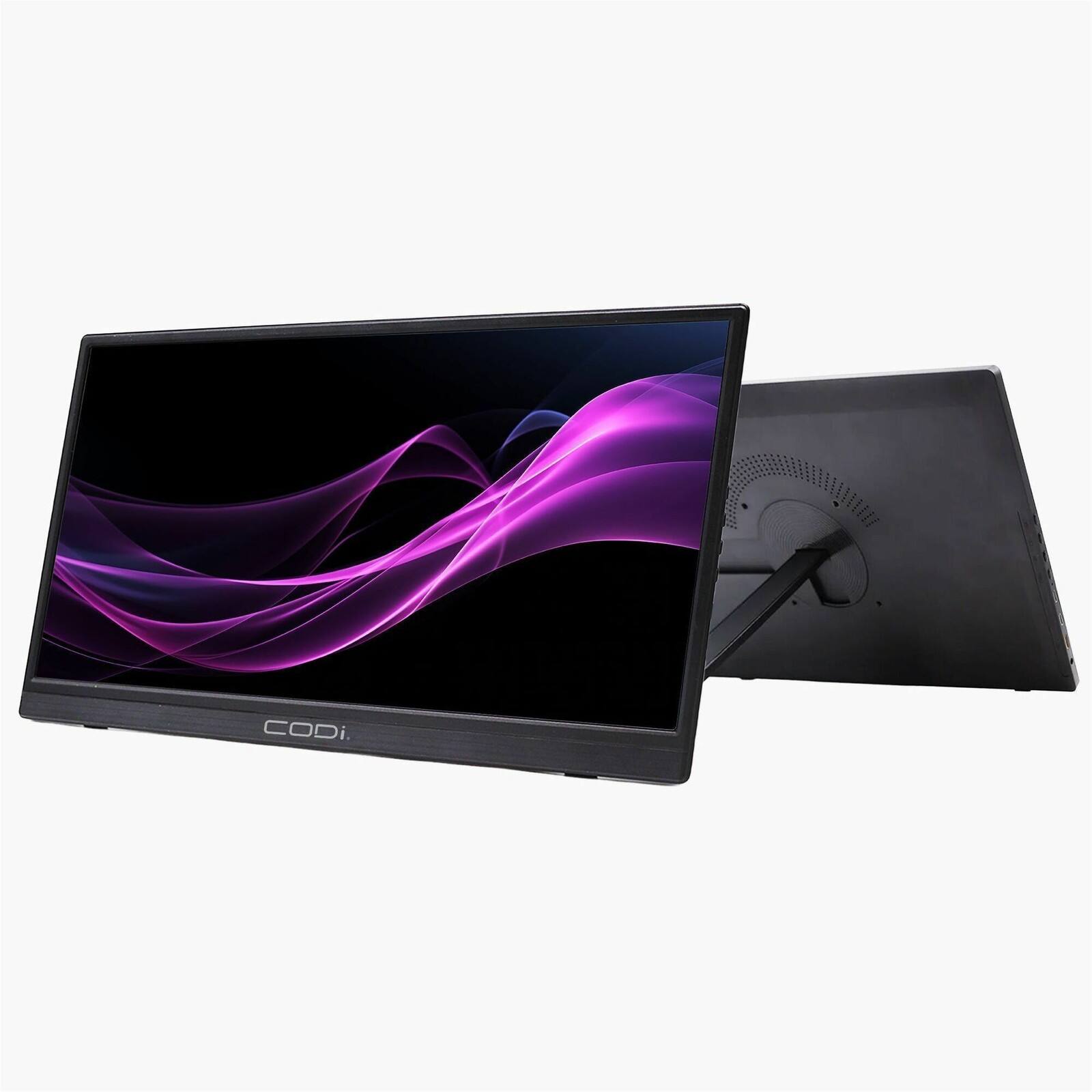 Left. CODi - CODi 15.6" Portable Full HD Monitor with Kickstand & Power Delivery - Boost productivity anywhere with CODi's ultra-slim - Black.