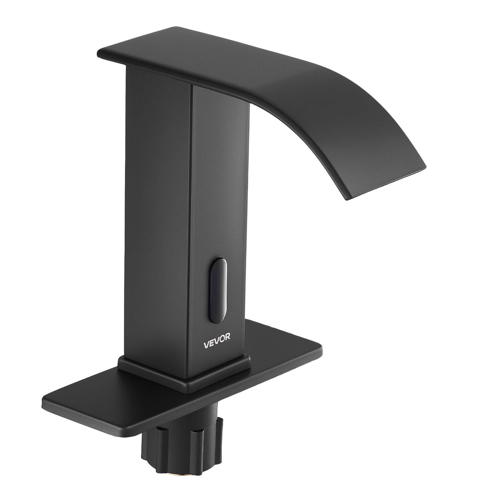 Alt View 5. VEVOR - Touchless Bathroom Sink Faucet, Automatic Motion Sensor Waterfall Restroom Toilet Faucet with Hole Cover Plate - Matte Black.
