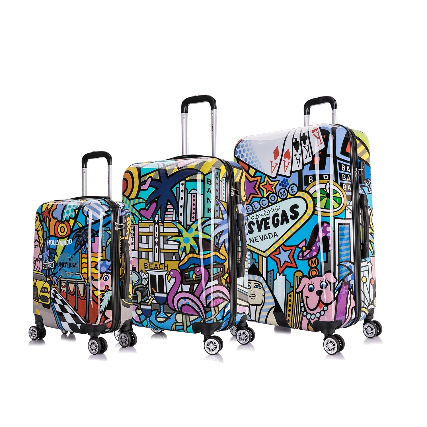 "InUSA - Prints Lightweight Hardside Spinner 3 Piece Luggage Set 20""/24""/28"" - CITIES" price history on PriceWatchPro