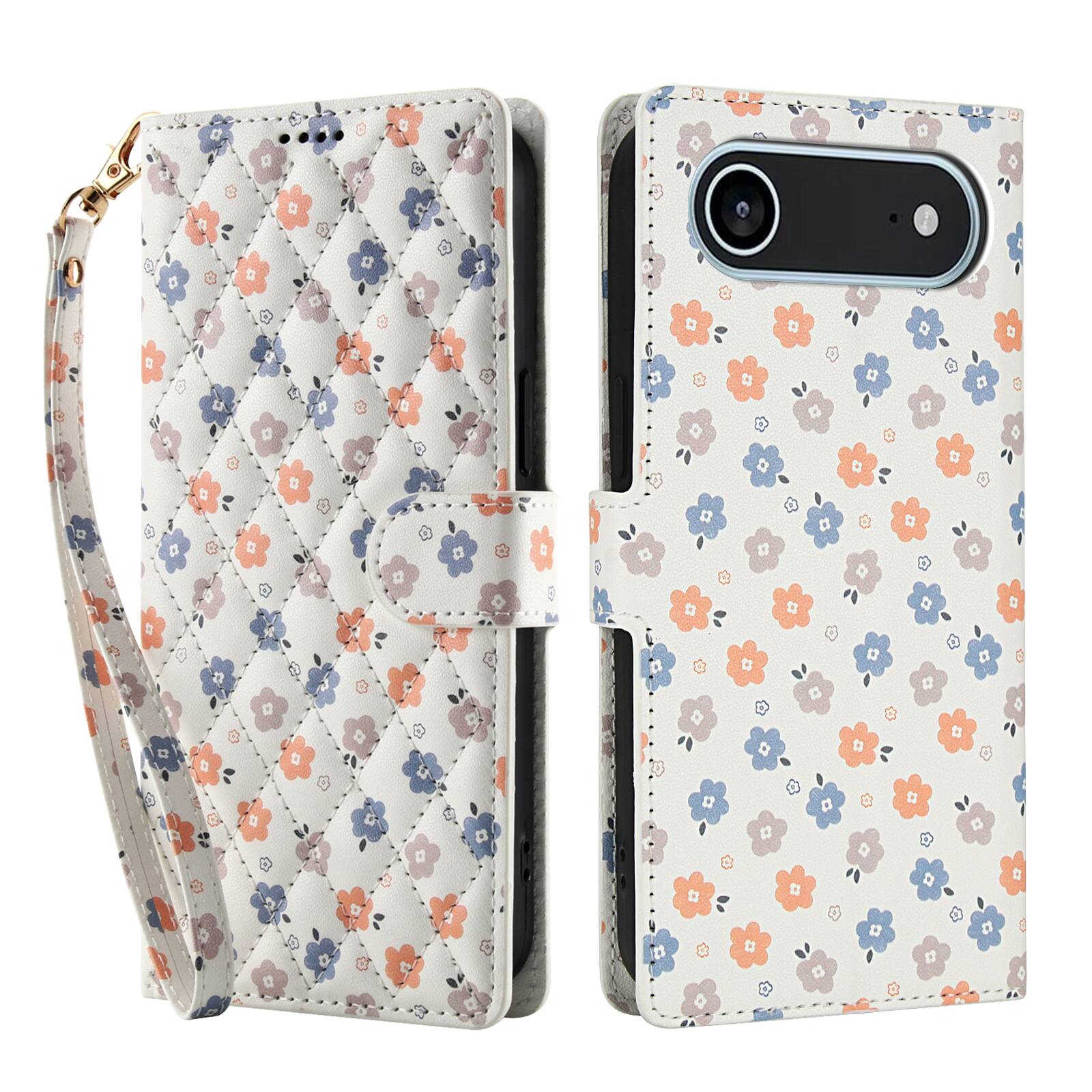 Angle. Dteck - Shockproof Floral Wallet Case for Apple iPhone Air, Premium PU Leather Protective Flip Cover with Card Slots Wrist Strap - B.