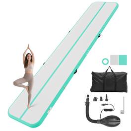 VEVOR - Inflatable Gymnastics Air Mat 16.4 ft Training Mats w/ Electric Pump, 4 inches Thick Sturdy Tumble Track, Tumbling Mat - Mint Green
