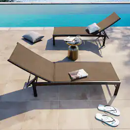 Crestlive Products - Outdoor Adjustable Aluminum Chaise Lounge Chairs (Set of 2) for Patio Pool Terrace - Brown