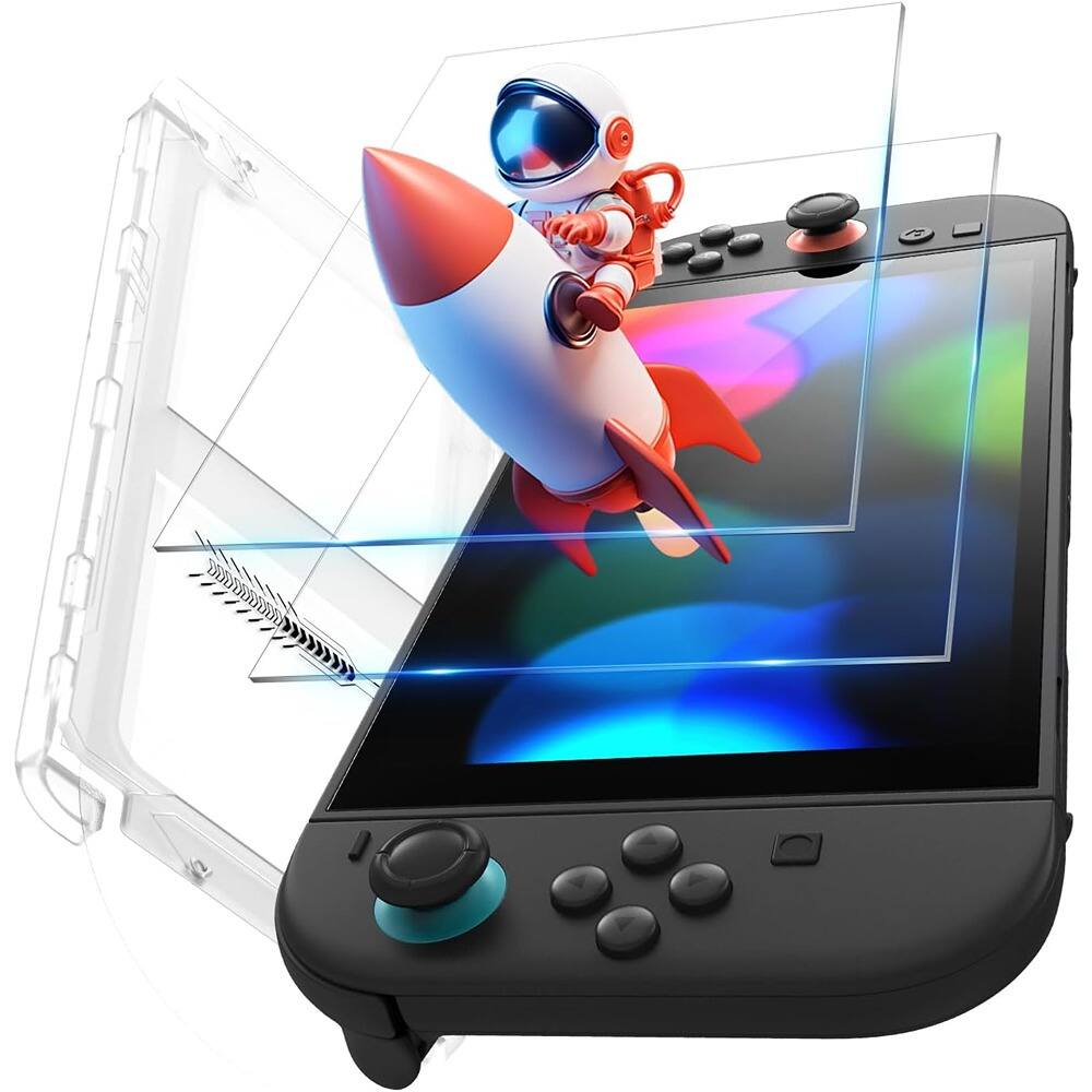 Front. PARKER SLATER - 2 Pack Screen Protector for Nintendo Switch 2, 9H Tempered Glass, HD Clear, Shockproof, Touch Sensitive, Bubble-Free.