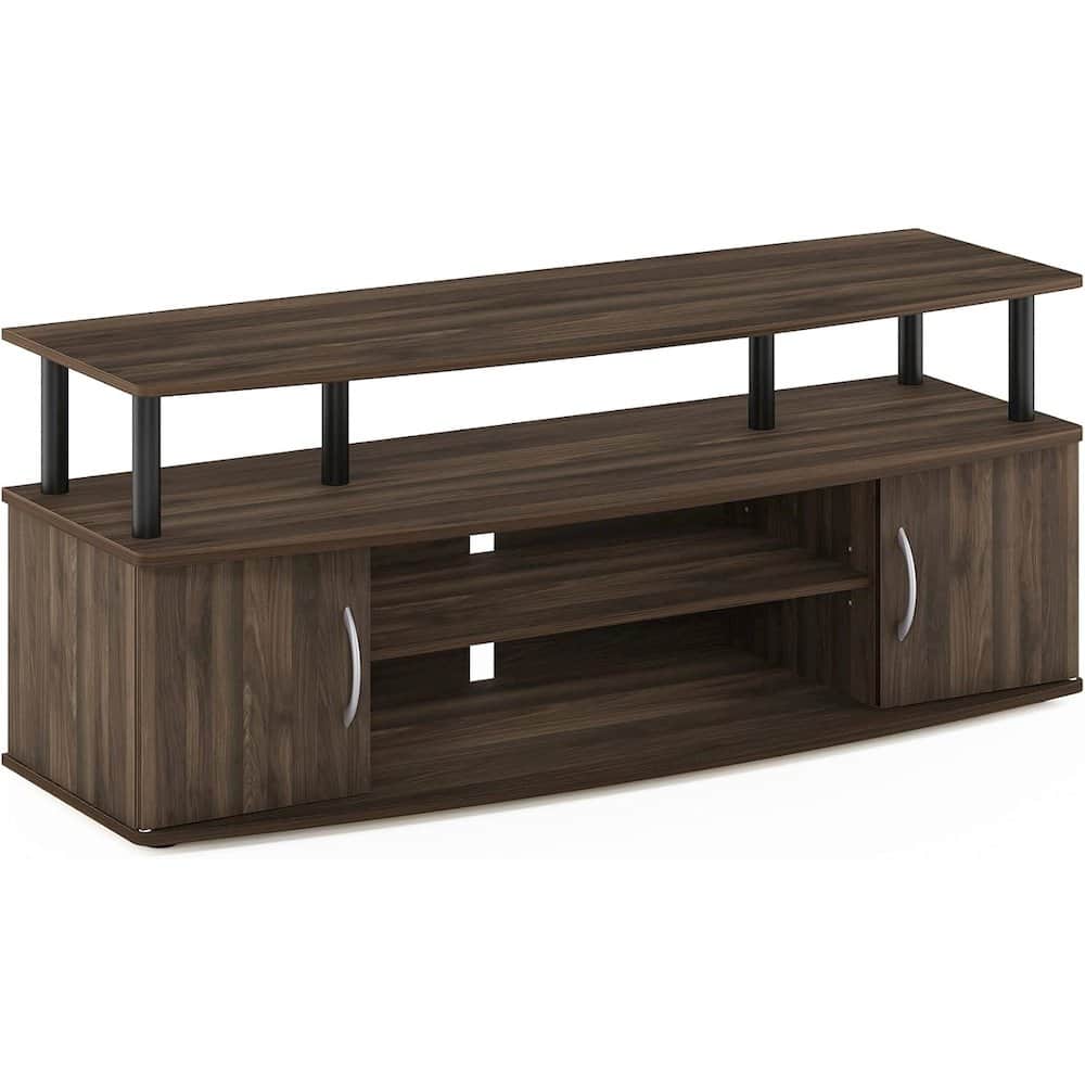 FurniFact - Brown 50 Inch TV Stand with Open Shelves and Dual Storage Cabinet Doors - Columbia Walnut/Black price history on PriceWatchPro