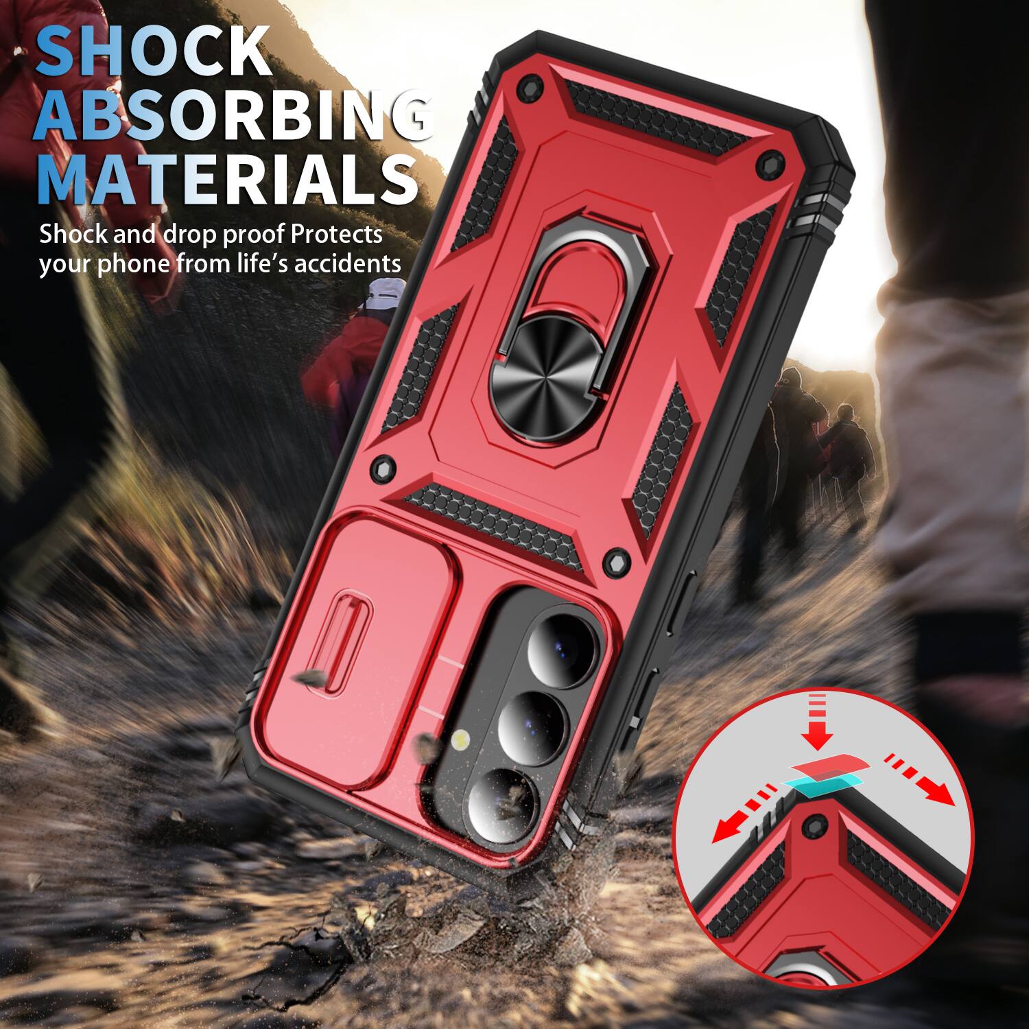 SHOCK ABSORBING MATERIALS  
Shock and drop proof  
Protects your phone from life's accidents