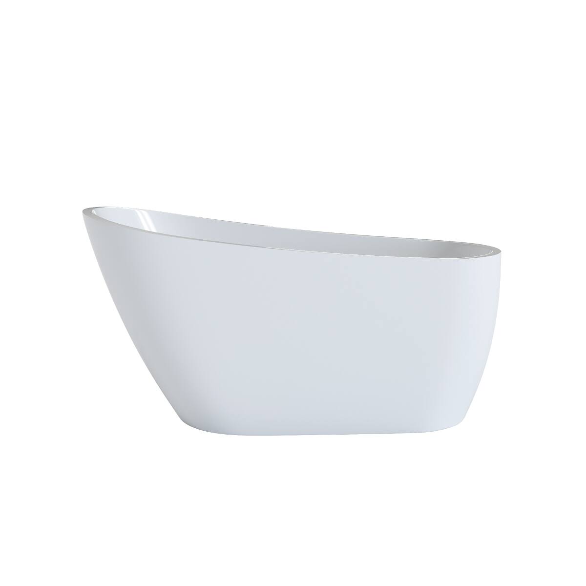 Alt View 8. Loheer - Loheer 55 Inch Acrylic Freestanding Bathtub Deep Soaking Glossy White Stand Alone Tub with Pop Up Drain - Glossy White.
