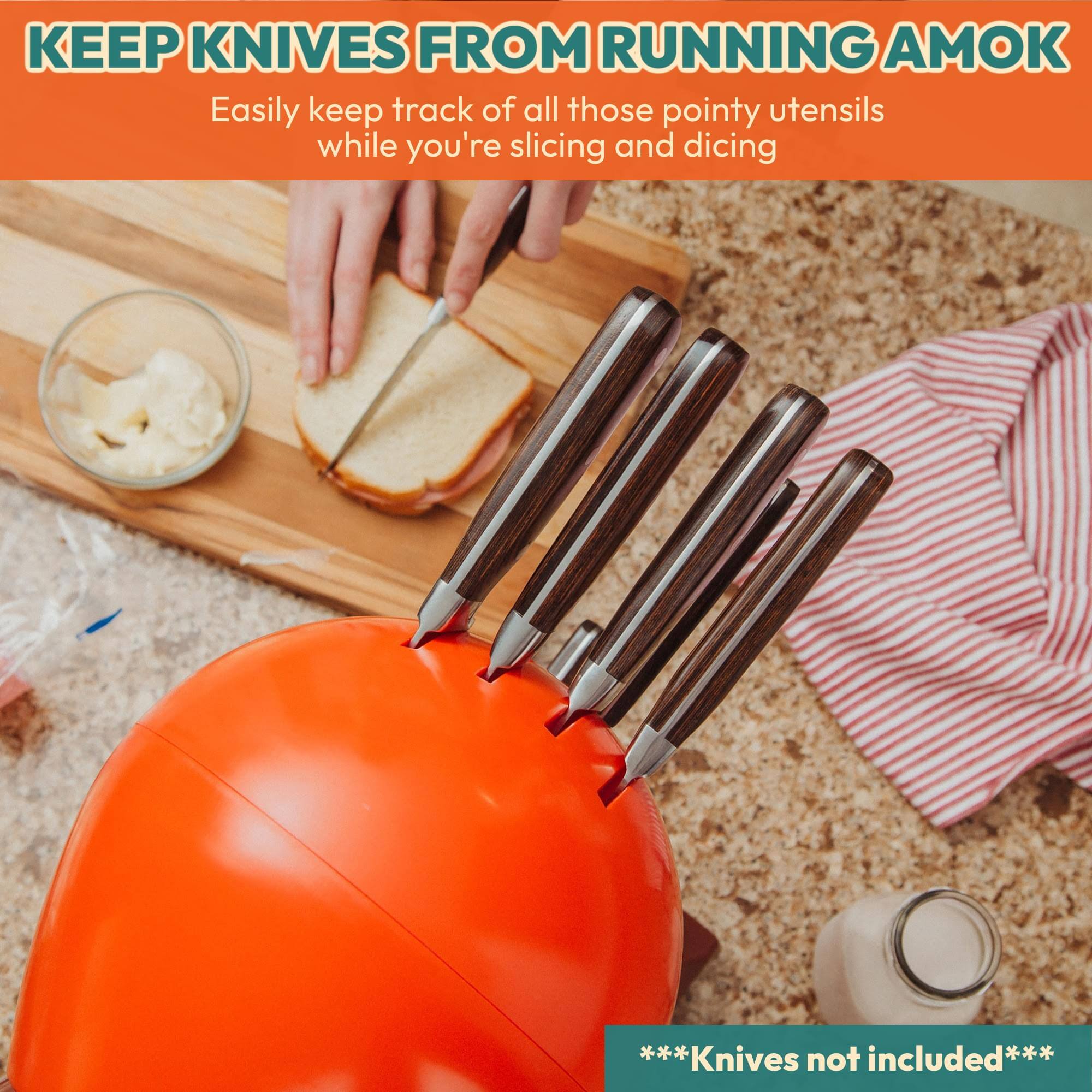 KEEP KNIVES FROM RUNNING AMOK

Easily keep track of all those pointy utensils while you're slicing and dicing

***Knives not included***