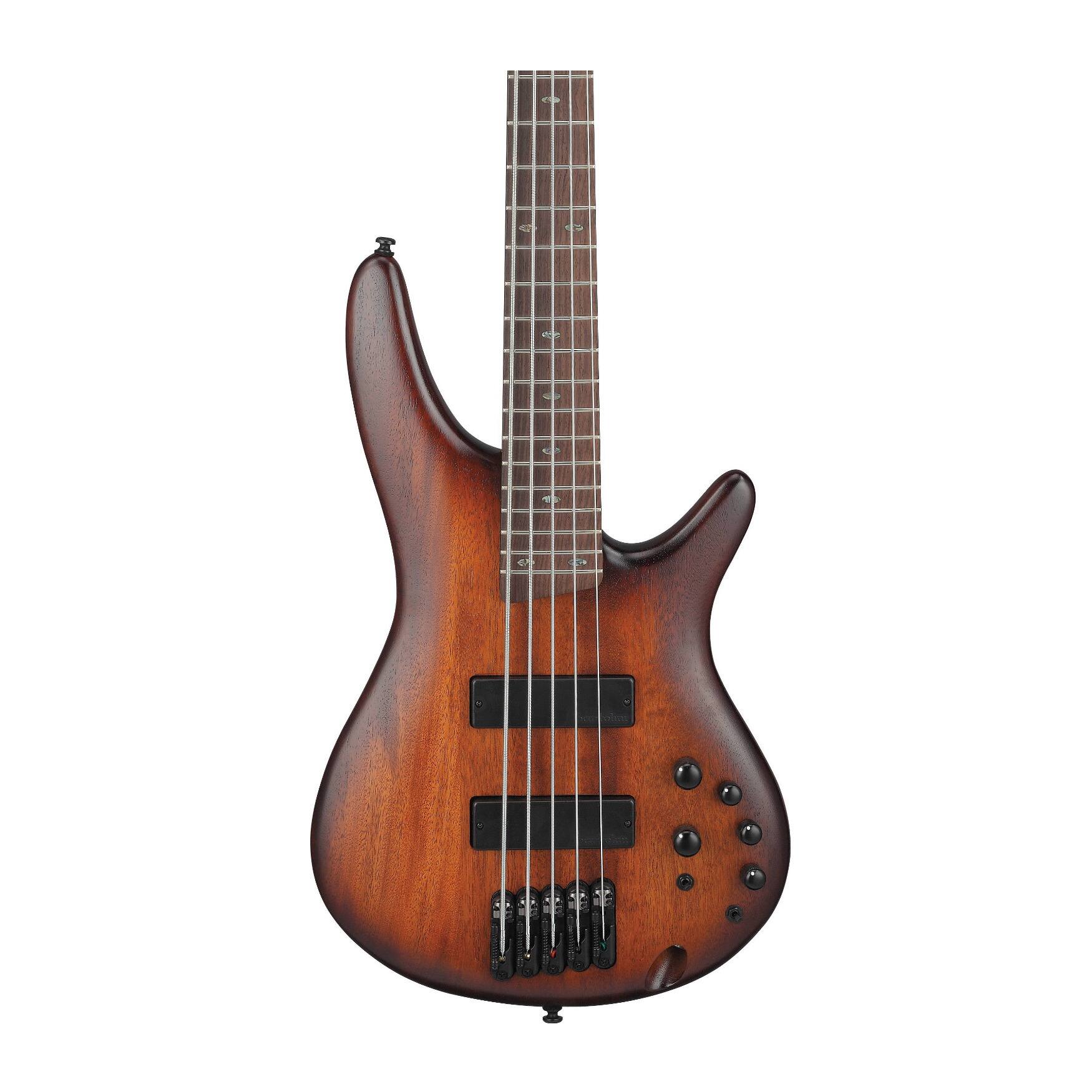 Left. Ibanez - Ibanez SR505AMHL SR Standard 5str Electric Bass - Mahogany Brown Burst Low Gloss.