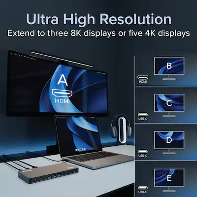 Displaylink Dockingstation mit Netzteil, unterstützt MacBook & Windows Displaylink Dockingstation mit Netzteil, unterstützt MacBook & Windows