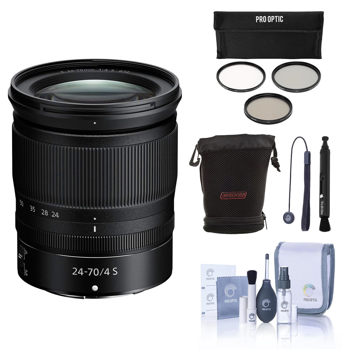Nikon - NIKKOR Z 24-70mm f/4 S Lens, Bundle with ProOptic 72mm Filter Kit, Soft Lens Case, Lens Cleaner, Cleaning Kit, price history on PriceWatchPro