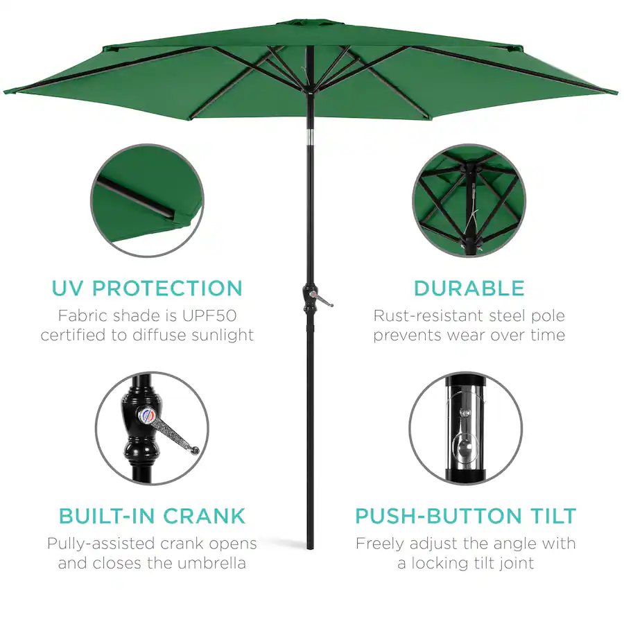 Push Button Support Best Choice Products 10ft Outdoor Steel Market Patio Umbrella w/ Crank ...