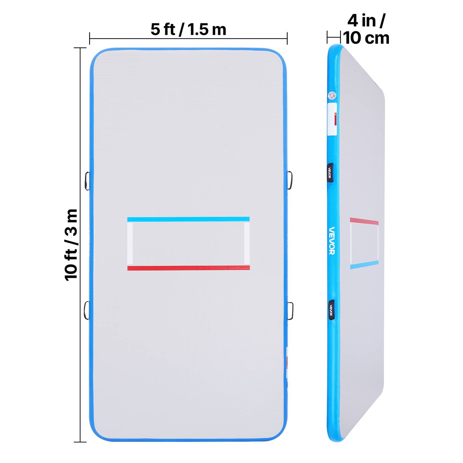 5 ft / 1.5 m  
10 ft / 3 m  
4 in / 10 cm  
VEVOR