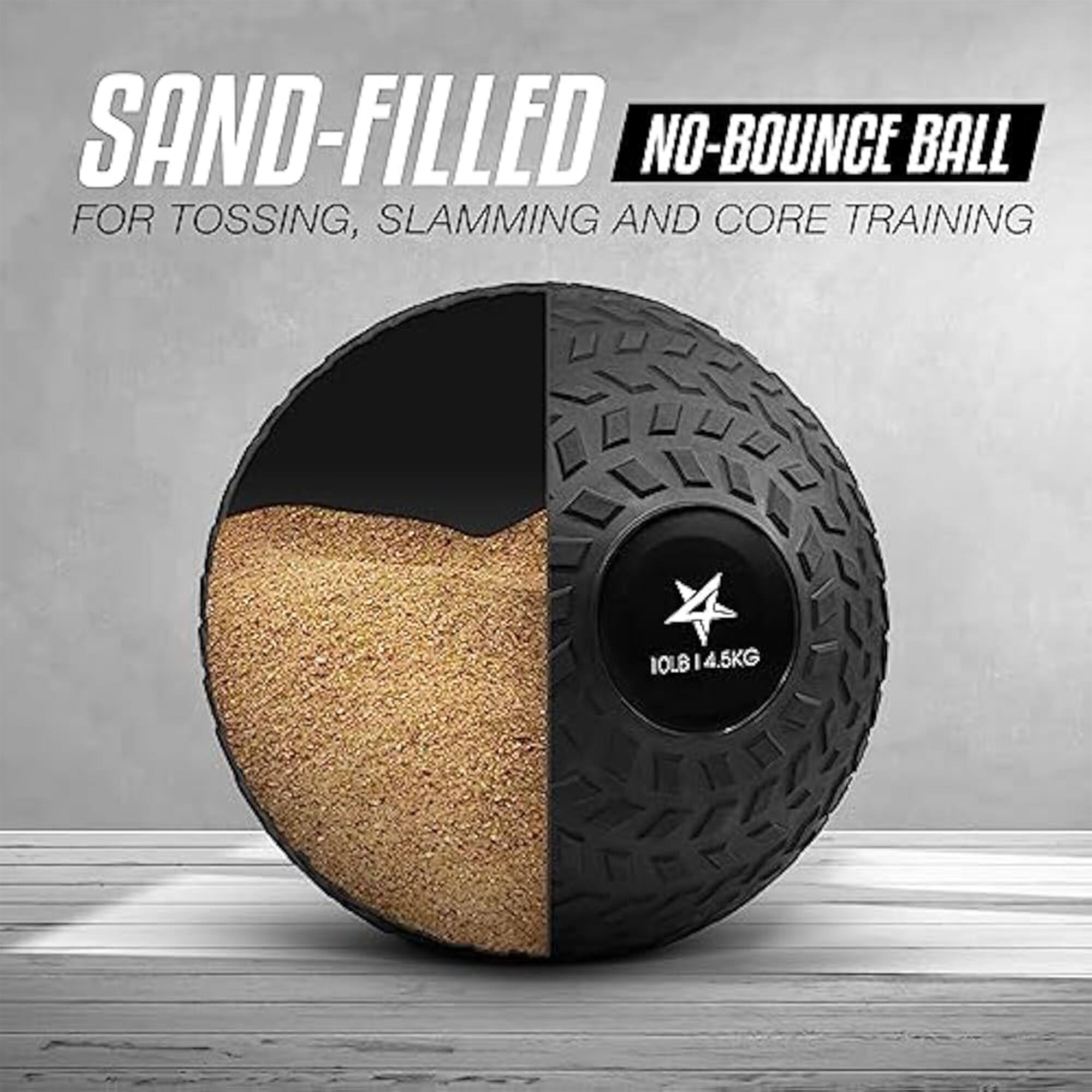 SAND-FILLED NO-BOUNCE BALL FOR TOSSING, SLAMMING AND CORE TRAINING  
IOLB I 4.5KG