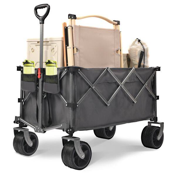 Back. Loheer - Loheer 400L Collapsible Wagon Heavy Duty Folding Cart Beach Wagon with Big Wheels for Camping Sports.