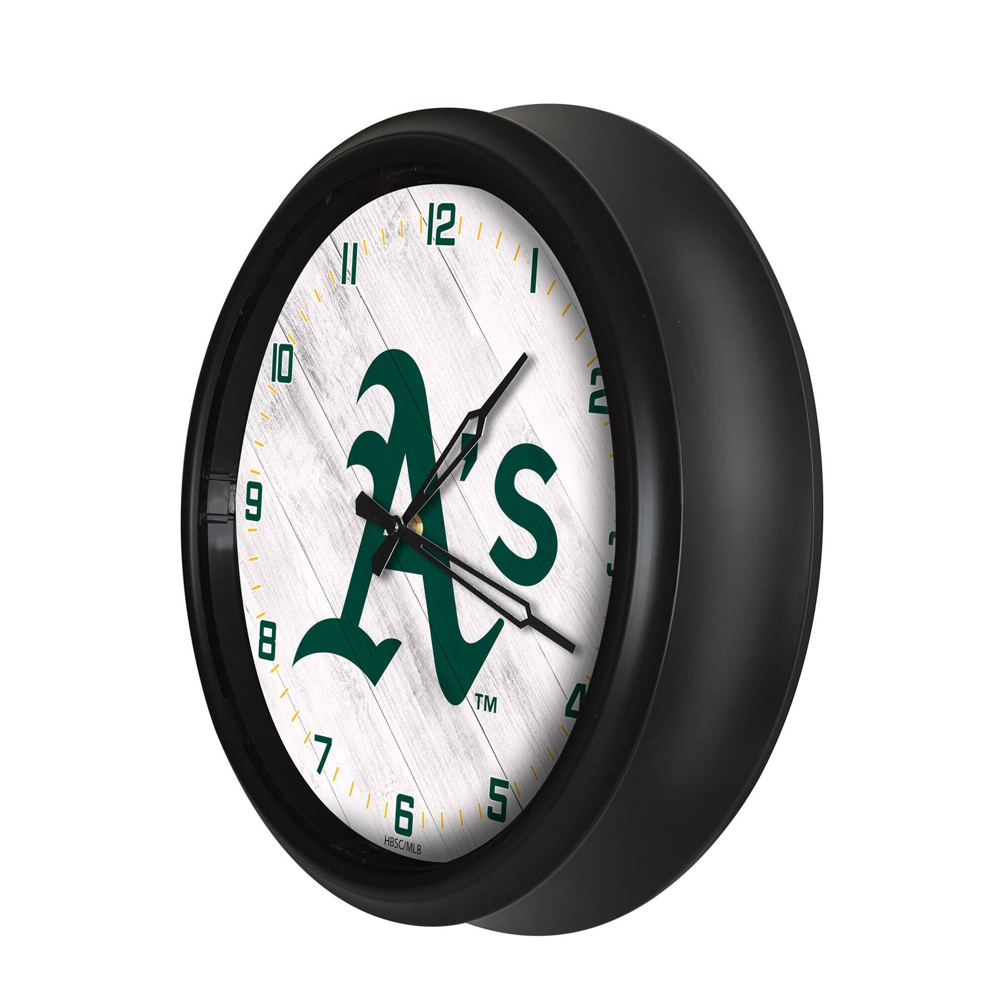 Alt View 1. Holland Bar Stool Co. - Oakland Athletics Indoor/Outdoor LED Wall Clock - Multicolor.