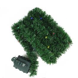 Brite Star - 18' B/O Artificial Pine Garland with 35 -Colored Micro Lights - Pre-lit - Multi