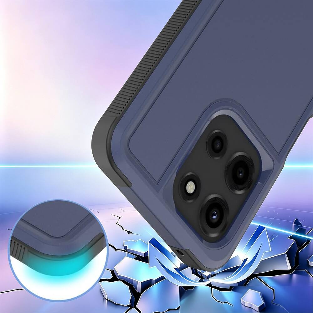 Left. Equipd - Case for Moto G 5G 2025/ G 5G 2026 / G Play 2026 Heavy Duty Rugged Shockproof Cover with Tempered Glass Screen Protector - Blue.
