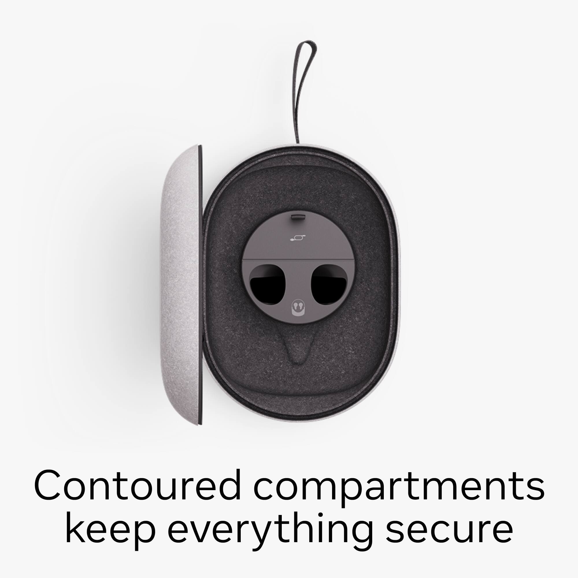 Contoured compartments keep everything secure.