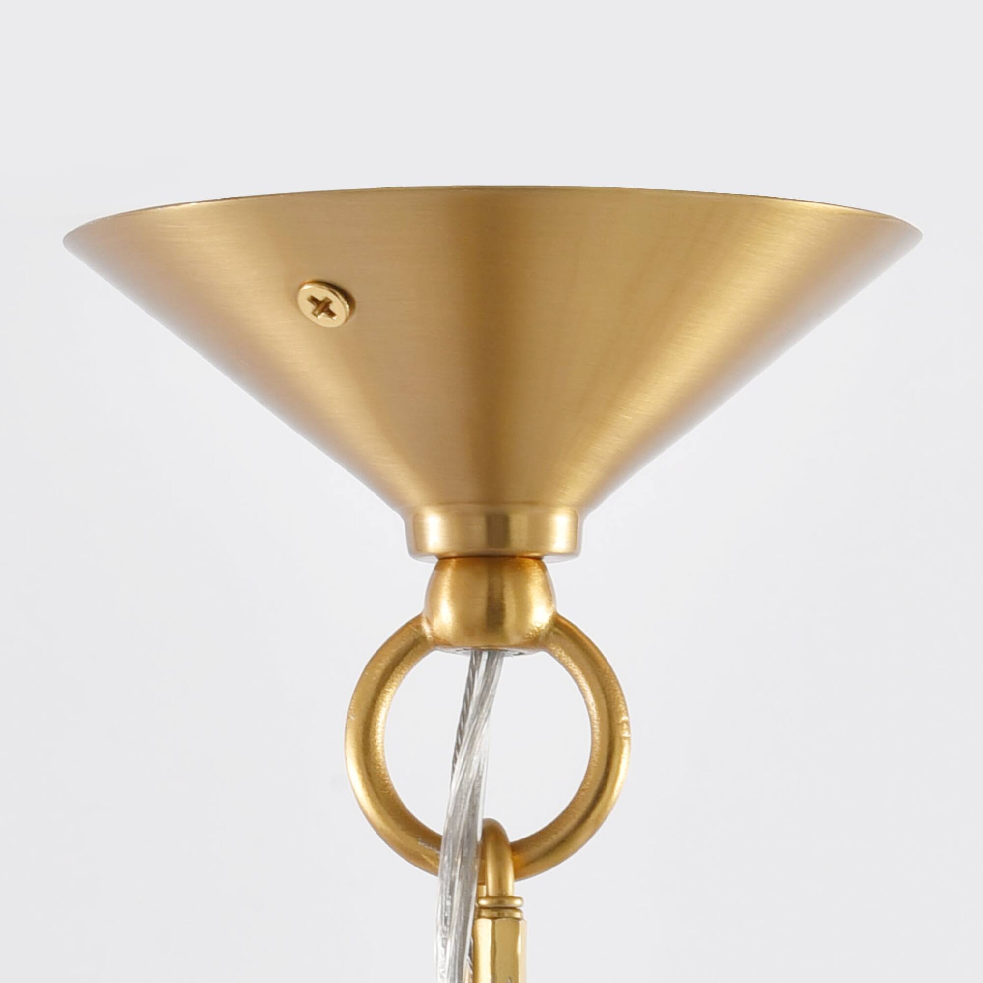 Alt View 5. Parrot Uncle - 17-inch Modern Leaf Glass Gold Chandelier for Dining Room - Gold.