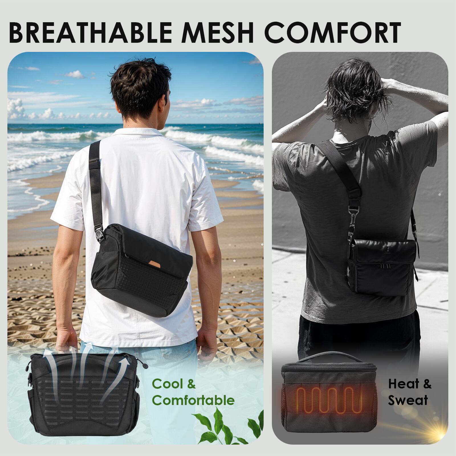 BREATHABLE MESH COMFORT

Cool & Comfortable

Heat & Sweat