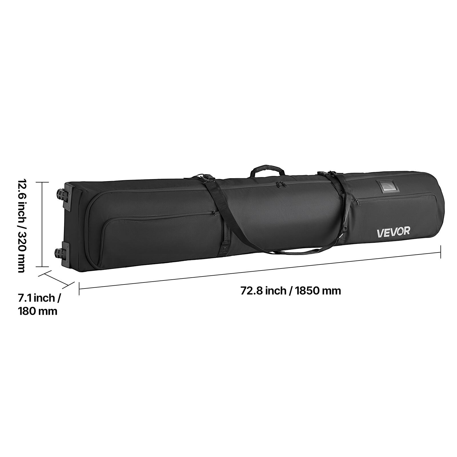 12.6 inch / 320 mm  
7.1 inch / 180 mm  
72.8 inch / 1850 mm  
VEVOR