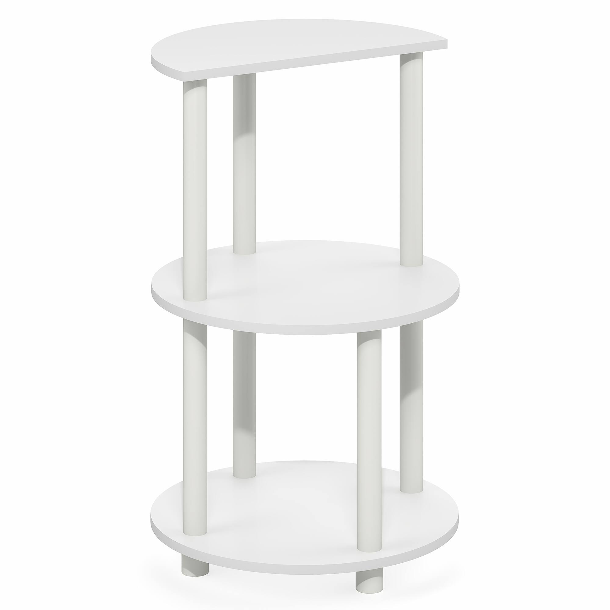 Alt View 5. Furinno - TURN-N-TUBE Side Table, Round End Table, Toolless Half Round Table Top Night Stand, Bedside Table, Open Shelf - White/White.